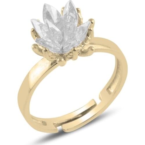 Silver 925 Sterling Lotus Flower Zircon Stone Ring