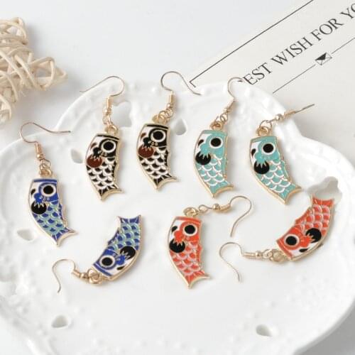 Cute Childlike Fish Drop earrings Multicolor Metal Earrings for Women Girl Cartoon Animal Carp Dangle earring Fashion Jewelry