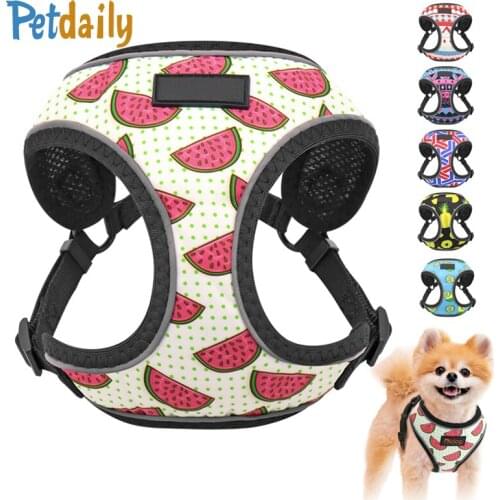 Cute Printed Chihuahua French Bulldog Harness Adjustable Puppy Cat Harness Pet Small Dog Vest For Pug Yorkie Walking Training