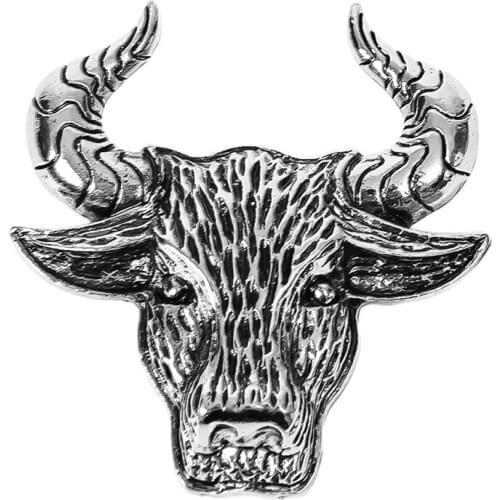 Vintage Bull Head Brooches for Women and Men Chinese Ziodiac Cattle Brooch Pin Cow Jewelry