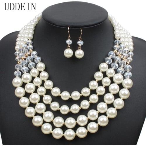 UDDEIN African Beads Jewelry sets Multi Layer Simulated Pearl Necklace & Pendant Nigerian wedding Indian jewelry sets choker