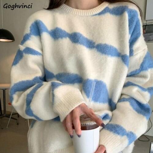 Women Sets Autumn Fashion Students 2 Pieces Knitted Loose Sweaters Plus Velvet Drawstring High Waist Casual Pants Ulzzang Korean