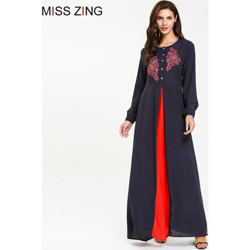Miss Zing Women Muslim Abaya Lactation Full Dress Maxi Skirt Kimono Loose Robe Gowns Clothing Middle East Islamic Prayer New