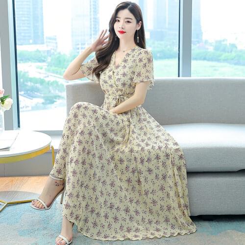 Plus Size Pink Vintage Print Maxi Dress Elegant Women Bodycon Party Vestido 2021 Summer Floral Chiffon Boho Beach Midi Sundress