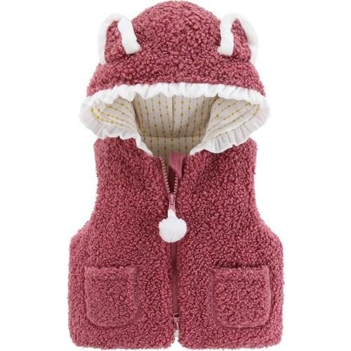 LZH 2021 Autumn Winter Baby Boys Vest For Girls Cartoon Hooded Fleece Waistcoats Kids Jacket & Coat Children Clothes 1 2 3 year