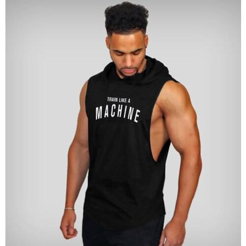 Running Hooded Vest Men gym clothing Cotton Hoodie Sweatshirts fitness bodybuilding stringer tank top men Sleeveless Tees Shirt