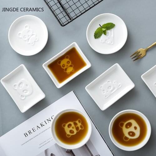 1pc Cartoon Style Ceramic Plate Seasoning Sauce Dish Snack Desser Plates Sushi Dishes Flavor Tray Kid Tools Kitchen Tableware