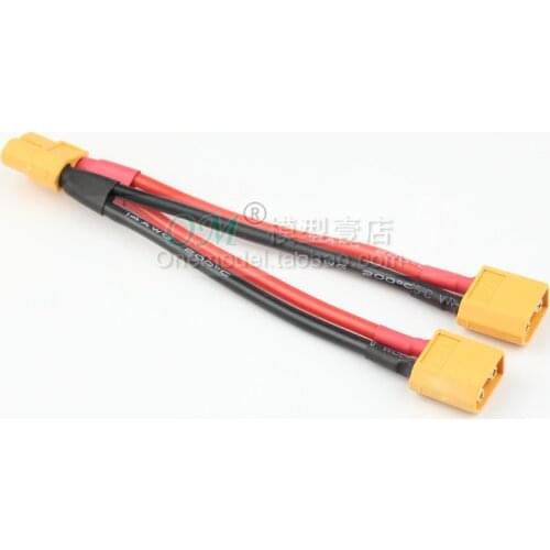 1pcs Xt60 Parallel / series connection Battery Connector Cable Dual Extension Y Splitter Silicone Wire FPV aerial accessories