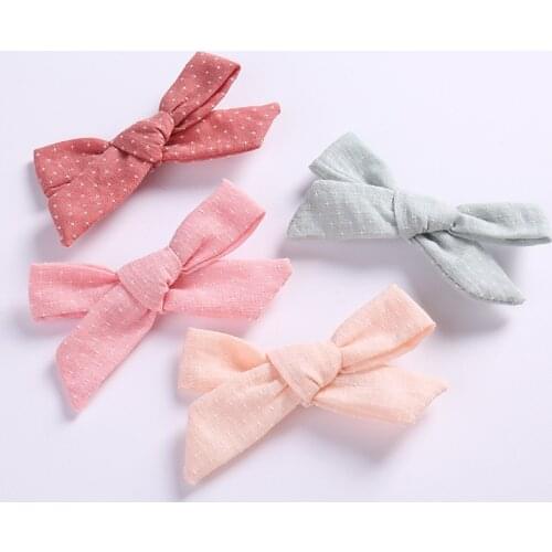 1pcs Kids Girls Hair Clips Hand Tie Cotton Linen Girls Hairpins One Size Bow Knots Hair Barrettes Toddler Baby Hair Accessories