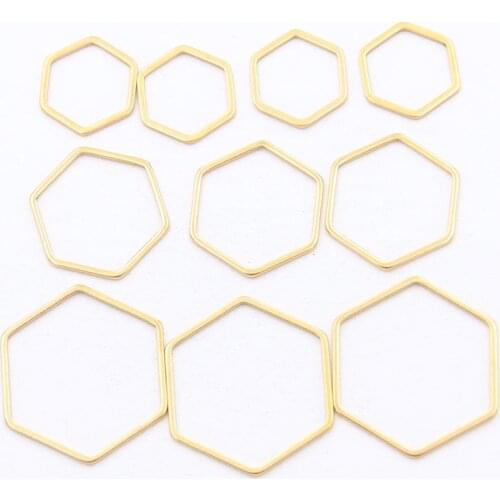 10pcs 3 Size Charm Geometry Hexagon Gold Stainless Steel Open Frame Mold Frame DIY Jewelry Material