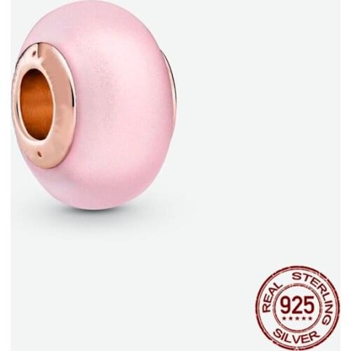 100% 925 Sterling Silver 2021 New Pink Simple Round Charm&Beads Suitable For Original 3mm Bracelet&Bracelet Ladies Birthday Gift