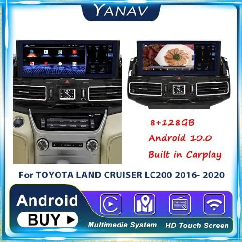 128GB Anti-Glare GPS Navigation Android 10.0 Car Radio For TOYOTA LAND CRUISER LC200 2016- 2020 Multimedia Player Audio Stereo