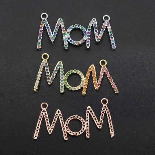 15x30mm 100% CZ Zircon DIY Jewelry Rainbow Mom Connectors Charm Wholesale Bracelet Making Connector Jewellery Connector