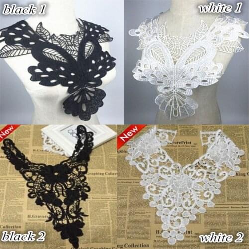 5Pcs 4types Fabric Venise Lace Beautiful Flower Applique Lace Collar DIY Craft YL0132