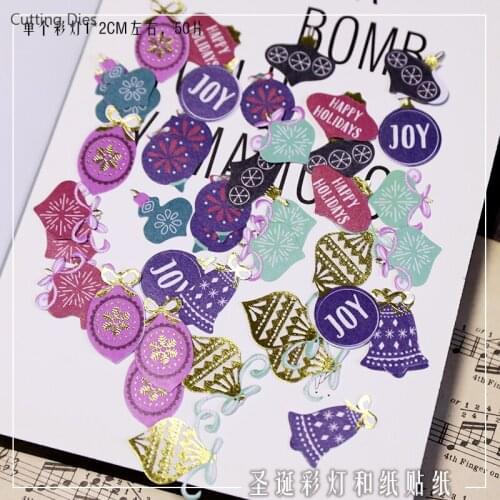 50Pcs/lot Hot Foil Christmas Paper Sticker For Scrapbooking Happy Planner Card Making Journaling Project