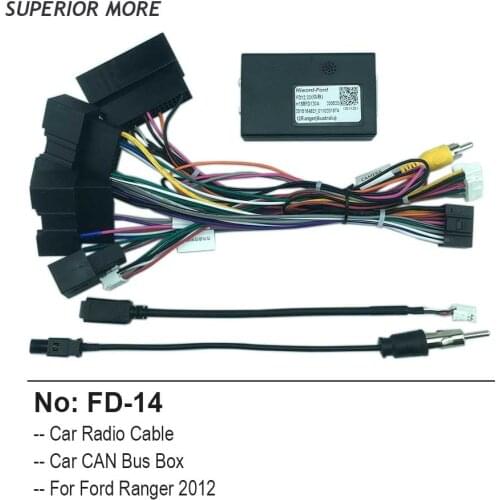 Car Radio Cable CAN bus box for Ford Ranger 2012 16pin Power Wiring Harness 2din DVD Android Multimedia Player Connector Socket
