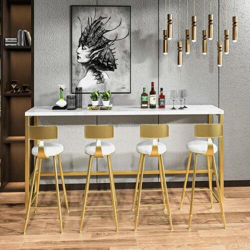 Solid Wood High Foot Bar Table And Chair Living Room Simple Wall Bar Balcony Strip Milk Tea Shop Coffee Shop Table And Chair Bus