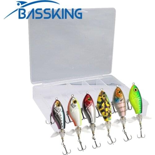 BASSKING 6Pcs Whopper Plopper Pencil Bait Kit 65mm/9g 80mm/16g Floating Rotating Tail Fishing Lure Artificial Bait Pesca Wobbler
