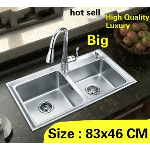 Free shipping Apartment wash vegetables large kitchen double groove sink 304 stainless steel hot sell vogue 830x460 MM