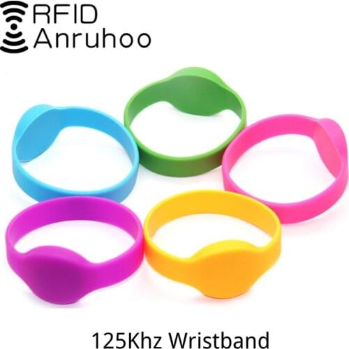 5PCS RFID Wristband EM/TK4100 Smart Chip Access Control Tag 125Khz Read-Only Time Attendance ID Card Bracelet Keychain