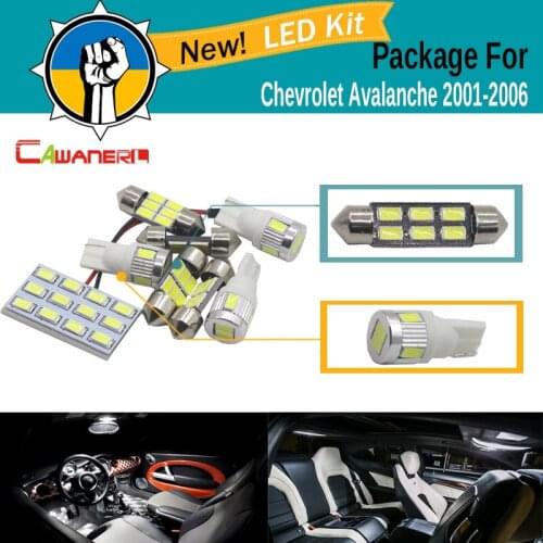 Cawanerl 12 x Car Interior LED Bulb 5630 SMD LED Kit White For 2001-2006 Chevrolet Avalanche Dome Map Trunk License Plate Light