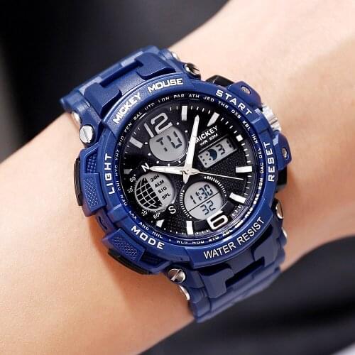 DISNEY Micky Mouse Original Dual Display Men Multi-function Sport Wrist watch 50M Waterproof Quartz Digital 2020 Boy Male Clock