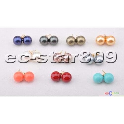 D0168 12mm Round South Sea Shell pearl Stud Earring
