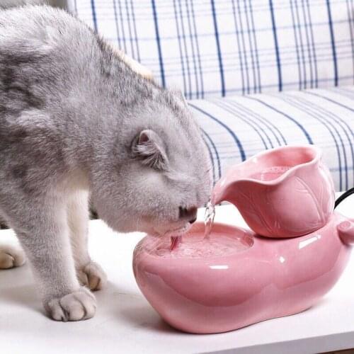 Fountain For Cats Ceramic Electric Pet Drinking Water Fountain For Cats Dogs Drinker Bowl Automatic Cat Water Bowl Dispenser