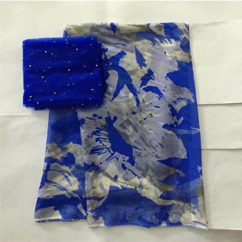 Hot Selling High Quality 5+2 Yards African 100% Silk Chiffon Lace Fabric For Lady Dress Stretch Printed Silk Fabric! LXF4711