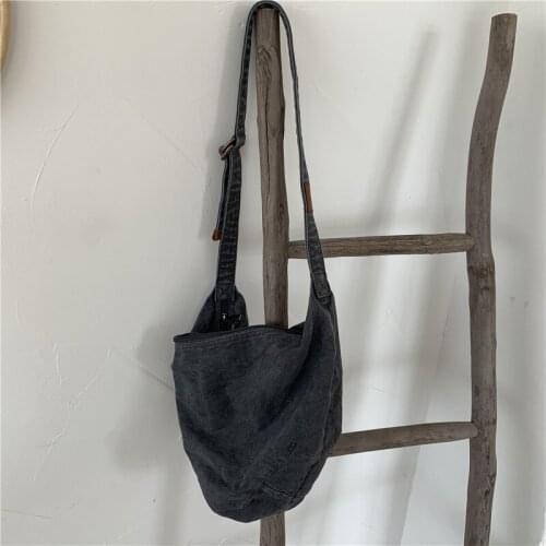 Retro Washed Canvas Shoulder Messenger Bag Old-fashioned Korean Version Large-capacity Simple Solid Color