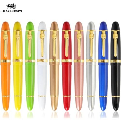 JINHAO 159 High Quality Metal Fountain Pen Spin Twist Color Silver/Gold Classic Ink Pen Stationery Office School Supplies