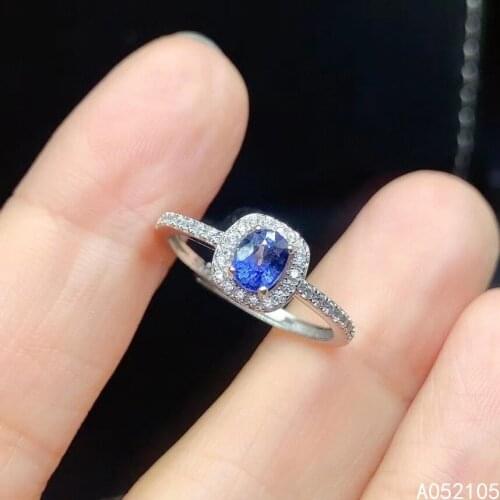 KJJEAXCMY fine jewelry 925 sterling silver inlaid Natural sapphire women exquisite popular OL style adjustable gem ring support