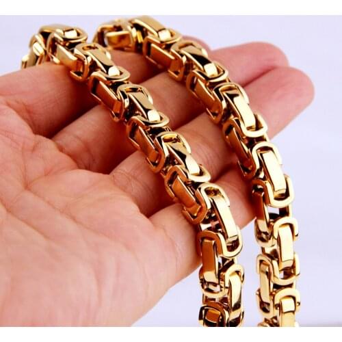 4/5/8mm Any Length Dubai Gold Color Byzantine Stainless Steel Necklace Boys Mens Chain Necklace Fashion Jewelry Gift