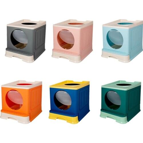 Cat Toilet Fully Closed Plastic Litter Basin Deodorant Fat Pet Top-entry Foldable Box Drawer Cleaning Bedpan Cats Indoor Sandbox