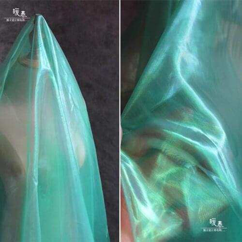 Laser Organza Tulle Fabric Green Gradient color DIY Patchwork Veil Background Decor Skirt Wedding Dress Lace Designer Fabric