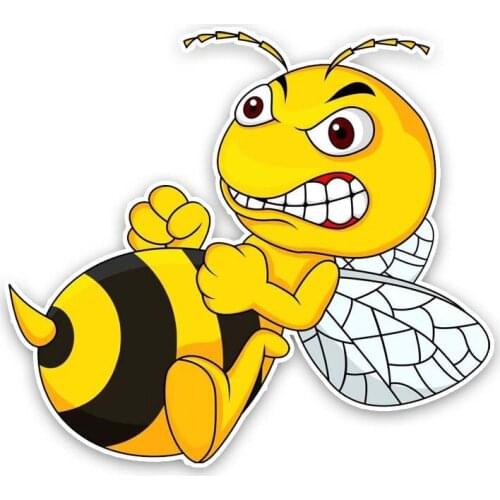 Hot Angry Cartoon Bee KK Vinyl Car-Sticker and Decals Cover Scratches Bumper Window Bodywork KK Vinyl KK14*13cm