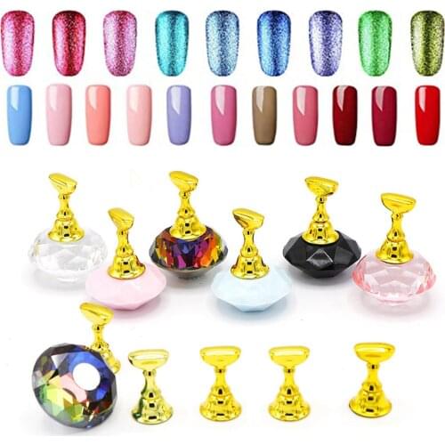 6pcs/set Magnetic Nail Art Display stand contain 5pc Removable Alloy Nail Stands Practice Tool For Nail polish Art Practice tool