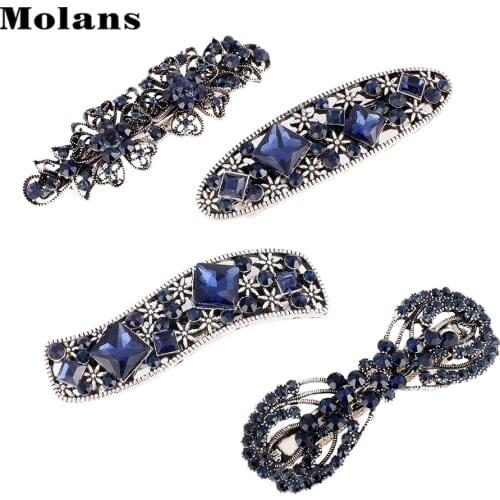 MOLANS 2020 Rhinestone Bow Hairpin Women Girls Hair Accessories Retro Hairclips Diamond Top Clip Spring Clip Duckbill Clips
