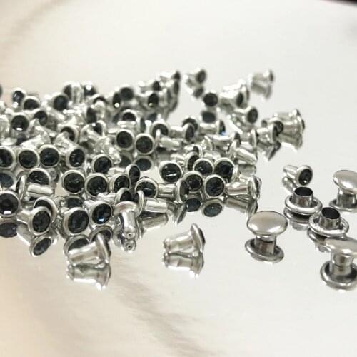 New Coming DIY 100PCS 4MM CZ++ Gray Crystal Rivets Leather Craft Punk Studs Fit Leather-Craft DIY Making Shipping Free