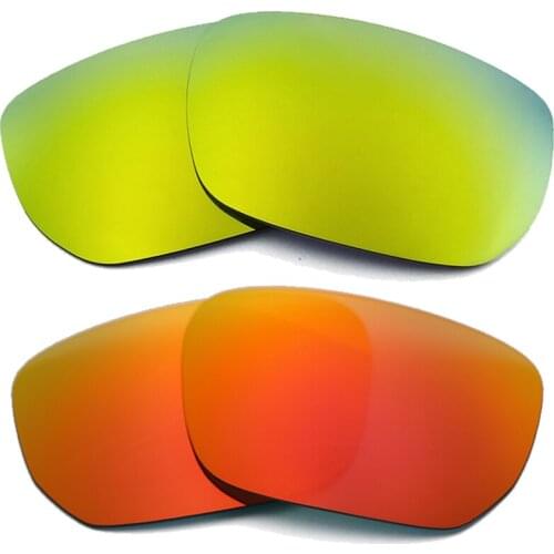 Orange Red Mirrored & 24K Gold Mirrored Polarized Replacement Lenses for Style Switch Frame 100% UVA & UVB