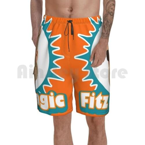Orange Miami Fitzmagic Logo Beach Shorts Men Beach Pants Swim Trunks