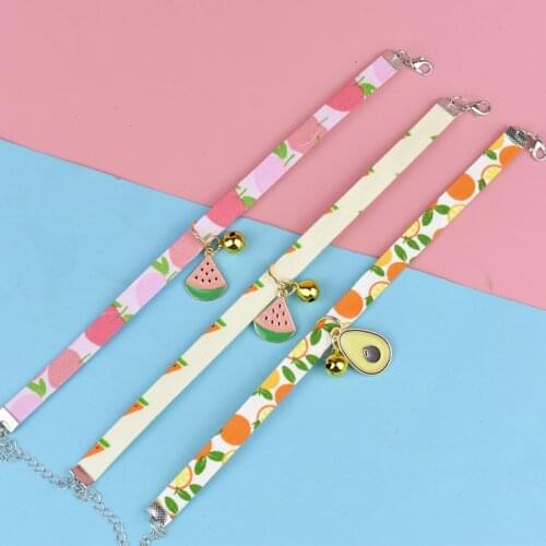 Japanese Style Cat Collar Adjustable Pet Collar Flower Hollow Bell Cat Dog Harness Rabbit Leash Footprint Cat Collar Accessories