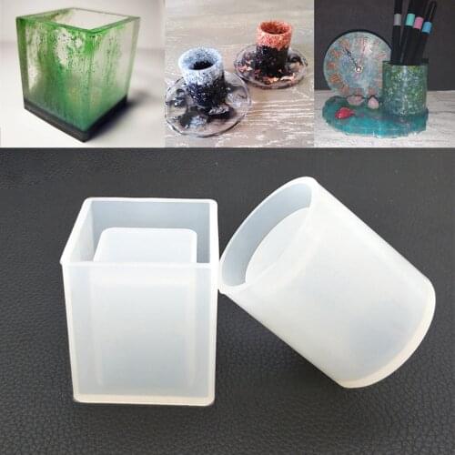 Cylinder Square Storage Pen Holder Crystal Epoxy Resin Mold Candle Silicone Molds For DIY Crafts Home Decorative Jewelry Making