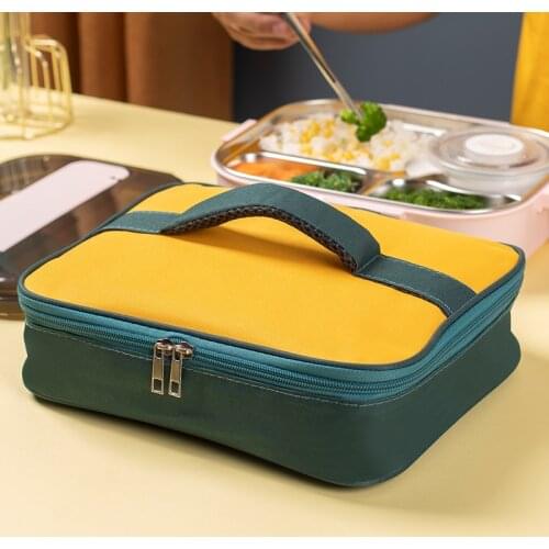 Flat container bag handbag students bento lunch box carrying a portable canvas children heat preservation bags