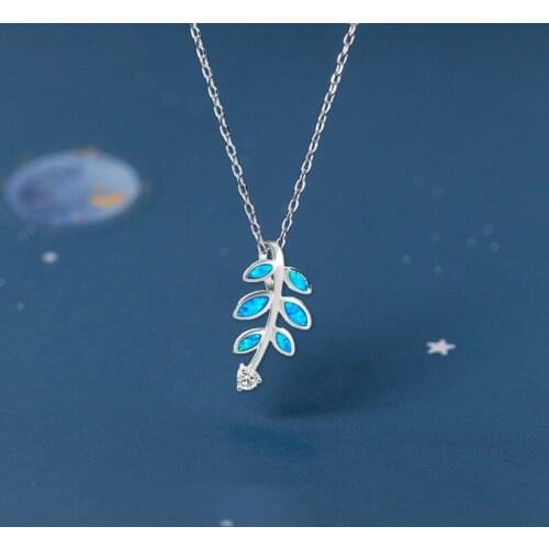 ROLILASON New Desgner Brand Distinctive Blue Fire Opal Silver Stamped Pendant Fashion Jewelry OPS677 for Women