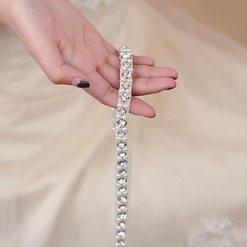 S381 Refined Pearl Wedding Bride Belts Girl Prom Party Evening Dresses Accessories Bridesmaid Belt Strap For Dresses Rhinestones