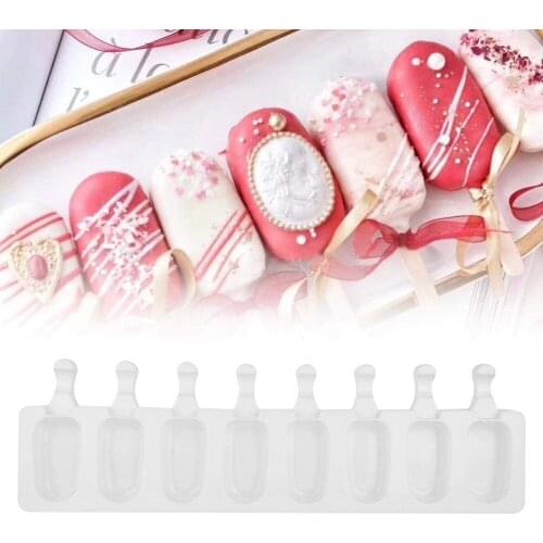 Silicone Ice Cream Mold DIY Homemade Popsicle Moulds Freezer 8 Cell Ellipse Ice Cube Tray Popsicle Barrel Makers Baking Tools