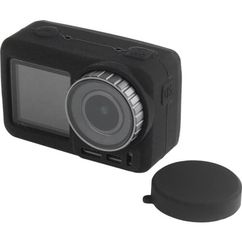 Silicone Protective Case Skin Cover + Camera Lens Cap for DJI Osmo Action Camera Accessories