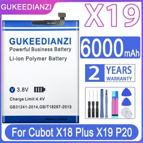 GUKEEDIANZI Replacement Battery X19 6000mAh For Cubot X18 Plus X19 P20 X18Plus