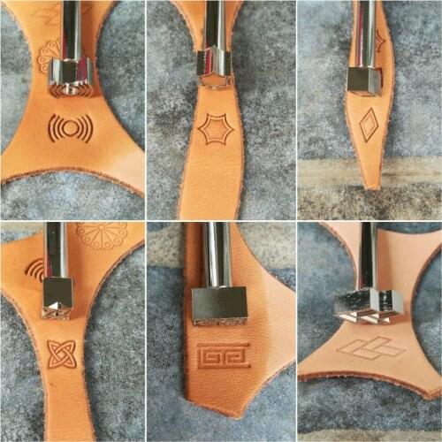 Steel leather carving stamps leather logo punching tools DIY leathercraft Geometry pattern